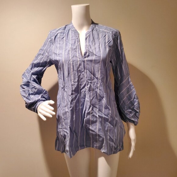 Amanda Uprichard Blue White Striped Popover Blouse P/XS - Picture 1 of 5